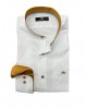 Mao white cotton shirt with special brown trims MAKIS TSELIOS SHIRTS