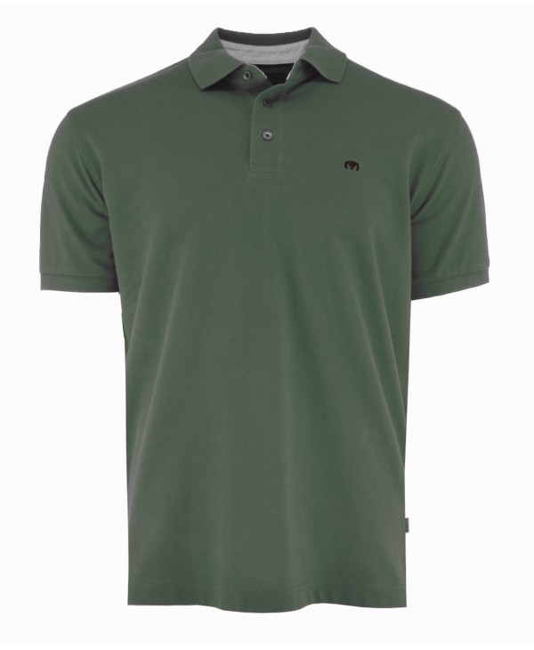 Men's polo shirt in olive color Makis Tselios from the Premium series with special details in blue color SHORT SLEEVE POLO 