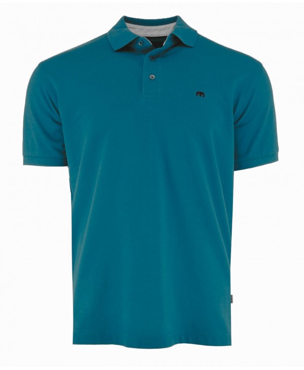 Makis Tselios polo shirt in petrol color from the Premium series with special blue details SHORT SLEEVE POLO 