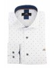 Makis Tselios men's shirt with a small blue pattern on a white base and special buttons MAKIS TSELIOS SHIRTS