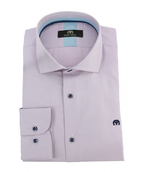 Ανδρικό πουκάμισο με μικρο καρό σε απόχρωση του ροζ  ΠΟΥΚΑΜΙΣΑ MAKIS TSELIOS