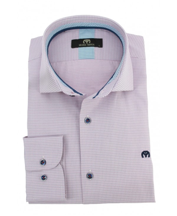 Men's shirt with a micro check in a shade of pink MAKIS TSELIOS SHIRTS