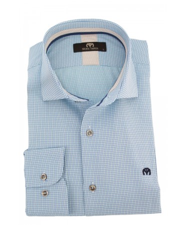 Men's shirt with a micro check in a shade of blue