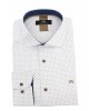 Λευκό πουκάμισο με μπλε και μπεζ μικρό σχέδιο  ΠΟΥΚΑΜΙΣΑ MAKIS TSELIOS