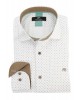 With a beige and oil micro pattern on a white base Makis Tselios men's shirt ​ MAKIS TSELIOS SHIRTS