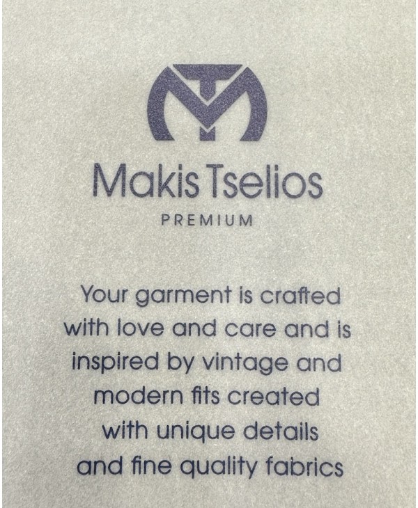 Makis Tselios Premium blue gray and white striped polo shirt for men SHORT SLEEVE POLO 