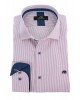 Makis Tselios Men's Shirt in Lilac Stripe with Blue Collar and Cuff Trim MAKIS TSELIOS SHIRTS