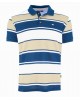 Makis Tselios men's polo shirt on a white base with blue and beige stripes SHORT SLEEVE POLO 