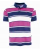 Men's polo shirt on a white base with blue and magenta stripes SHORT SLEEVE POLO 