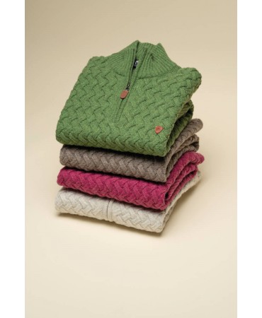 Makis Tselios Knitted with Zipper in Green Color and Embossed Design