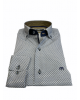 Makis Tselios Shirt with Miniature Blue on White Base and Beige Finish MAKIS TSELIOS SHIRTS