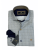 Makis Tselios Shirts with Miniature Beige in Ecru Base and Finishes Blue MAKIS TSELIOS SHIRTS