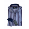 Makis Tselios Shirt Striped Blue with Brown on Gray Base