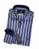 Makis Tselios Shirt Striped Blue with Brown on Gray Base MAKIS TSELIOS SHIRTS