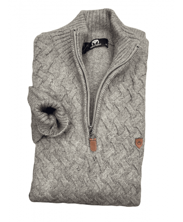 Makis Tselios Knitted with Upright Neck and Zipper As well as Embossed Design