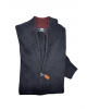 Makis Tselios Knitted Cardigan with Zipper in Blue Color with Bordeaux Details and Pockets JACKETS