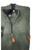 Makis Tselios Knitted Cardigan with Zipper in Green Color with Details Blue and Pockets JACKETS