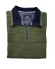 Meantime zip top in green with blue trim and zip pocket POLO ZIP LONG SLEEVE
