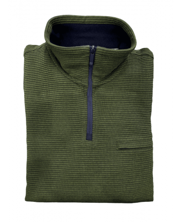 Meantime zip top in green with blue trim and zip pocket
