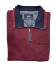 Burgundy zip up polo with blue trim and zip pocket POLO ZIP LONG SLEEVE
