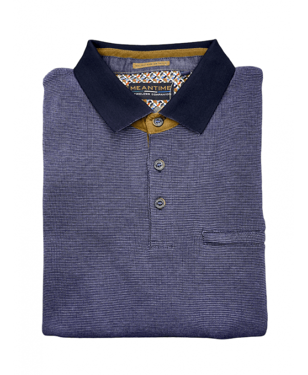 Purple button down polo with blue trim as well as a zipped pocket POLO BUTTON LONG SLEEVE