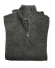 Men's cypress-colored zip-up cotton knit top with embossed design POLO ZIP LONG SLEEVE