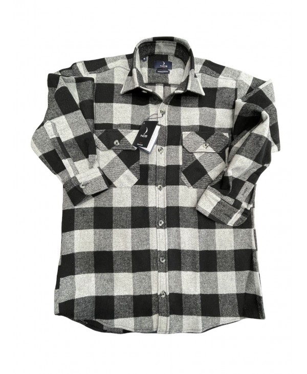 Comfortable Line Shirt Flannel with Two Pockets Plaid Black with Gray Ncs. It is worn over a t-shirt like a "jacket". JACKET