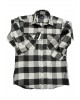 Comfortable Line Shirt Flannel with Two Pockets Plaid Black with Gray Ncs. It is worn over a t-shirt like a "jacket".
