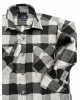 Comfortable Line Shirt Flannel with Two Pockets Plaid Black with Gray Ncs. It is worn over a t-shirt like a "jacket".