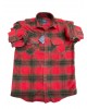 Plaid Shirt Comfortable Line T-shirt with Two Pockets Red JACKET