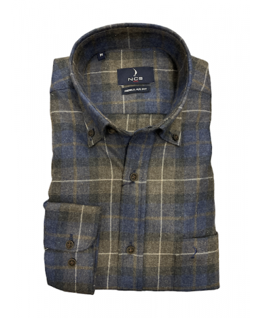 Ncs thick flannel shirt in gray base with blue and oil check