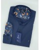 Men's Comfort Line Shirt with Mao Collar in Blue Base with Printed NCS Finishes  NCS SHIRTS