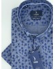 Ncs Men's Shirt Comfortable Line Printed on Blue Base with Button on Collar  NCS SHIRTS