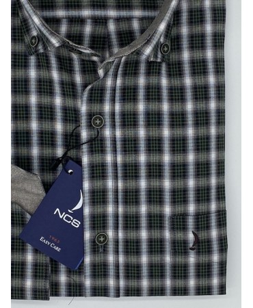 Ncs Comfortable Line Shirt in Plaid Green with White As well as Pocket