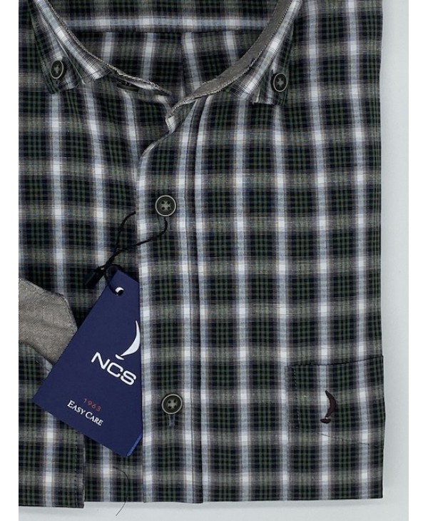 Ncs Comfortable Line Shirt in Plaid Green with White As well as Pocket  NCS SHIRTS