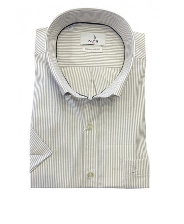 Ncs men's shirt with short sleeves on a white base with light gray stripes