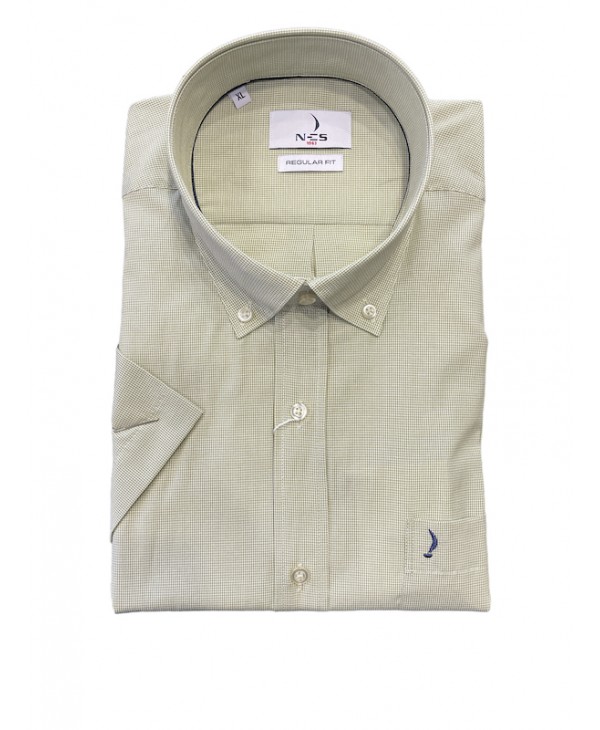 Men's shirt in a comfortable line petit check in mint color with pocket  NCS SHIRTS