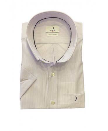 Ncs men's striped shirt in lilac color with pocket