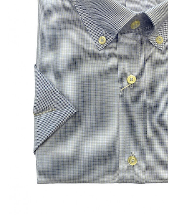 Ncs men's shirt with short sleeves in small check blue  NCS SHIRTS