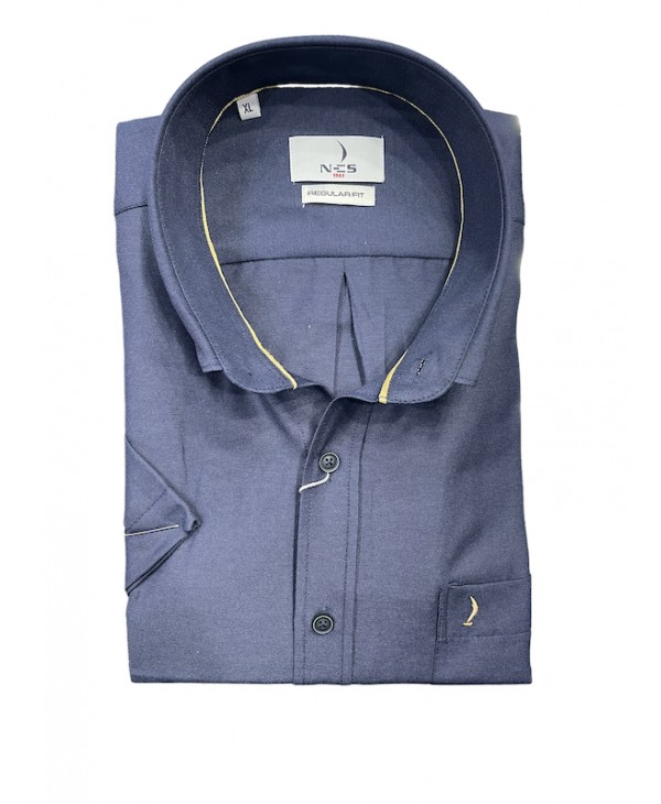 Men's Plain Blue Pocket Short Sleeve Shirt Ncs  NCS SHIRTS