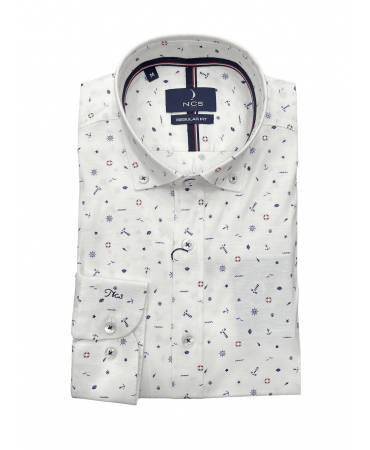 NCS comfortable line shirt in white base with nautical designs