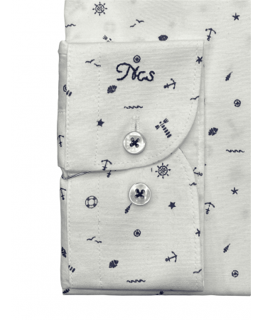 NCS comfortable line shirt in white base with nautical designs
