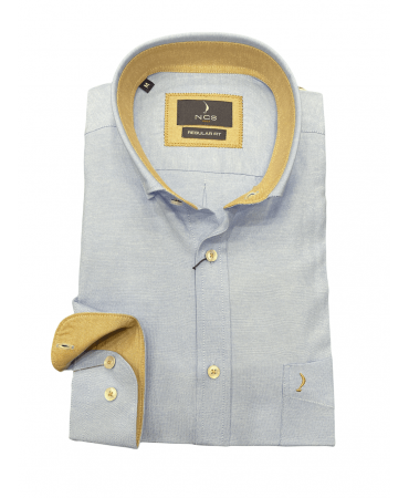 Ncs monochrome Oxford shirt in light blue with beige finish
