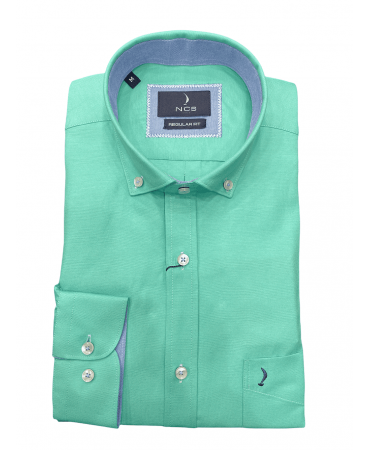 Oxford shirt monochrome green with blue Ncs trim