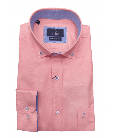Oxford monochrome shirt in pink color with blue Ncs trim