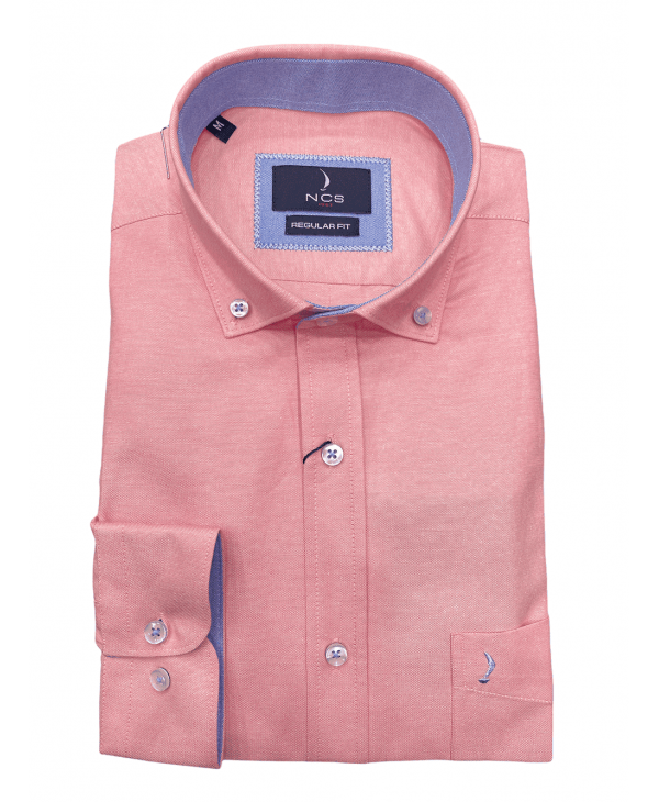 Oxford monochrome shirt in pink color with blue Ncs trim  NCS SHIRTS