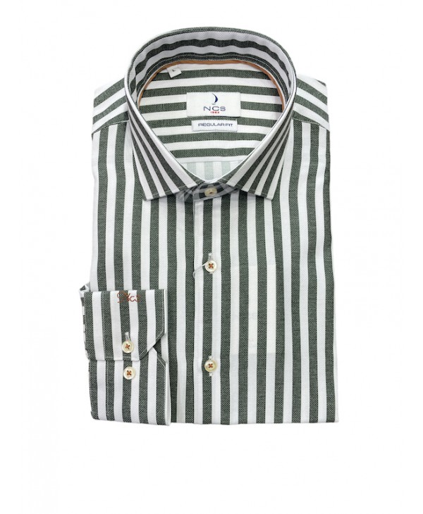 Ncs men's shirt on a white base with a wide stripe in mint color  NCS SHIRTS