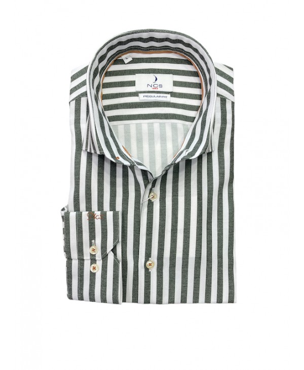 Ncs men's shirt on a white base with a wide stripe in mint color  NCS SHIRTS