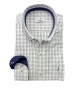 Men's shirt blue and beige on an ecru base as well as blue finishes inner collar and cuff  NCS SHIRTS