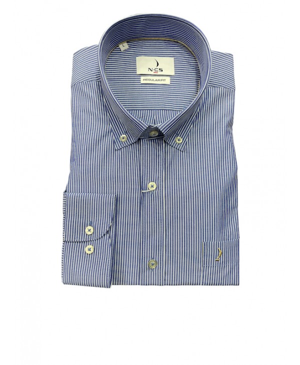 Ncs men's white striped shirt with blue base and pocket  NCS SHIRTS